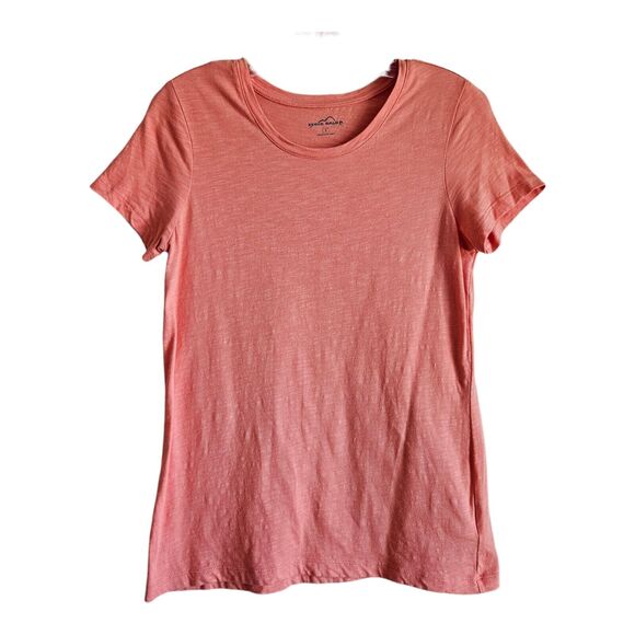 EDDIE BAUER Women XS S T-Shirt Coral Orange Short Sleeve Cotton & Modal Bust 32" - Picture 1 of 6